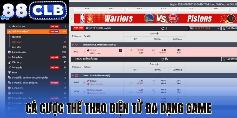 Cá cược thể thao điện tử đa dạng game