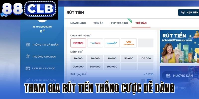 Tham gia rút tiền thắng cược dễ dàng Tham gia rút tiền thắng cược dễ dàng