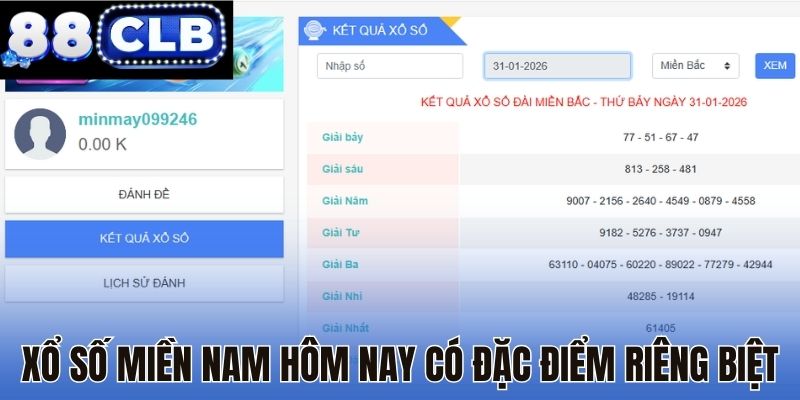 Xổ số miền Nam hôm nay có đặc điểm riêng biệt